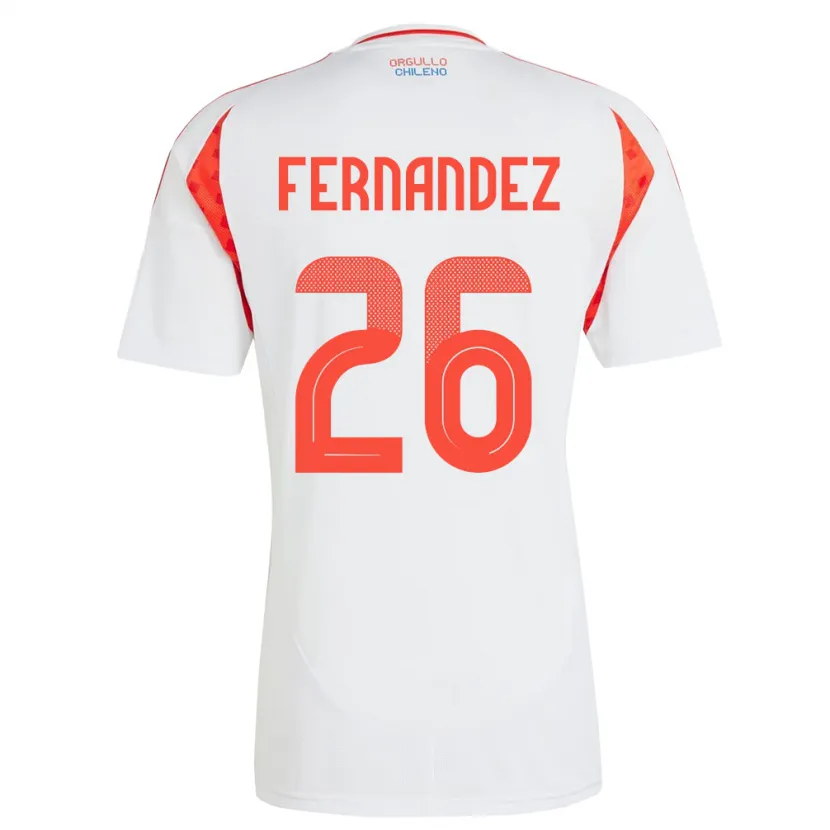 Danxen Enfant Maillot Chili Nicolás Fernández #26 Blanc Tenues Extérieur 24-26 T-Shirt