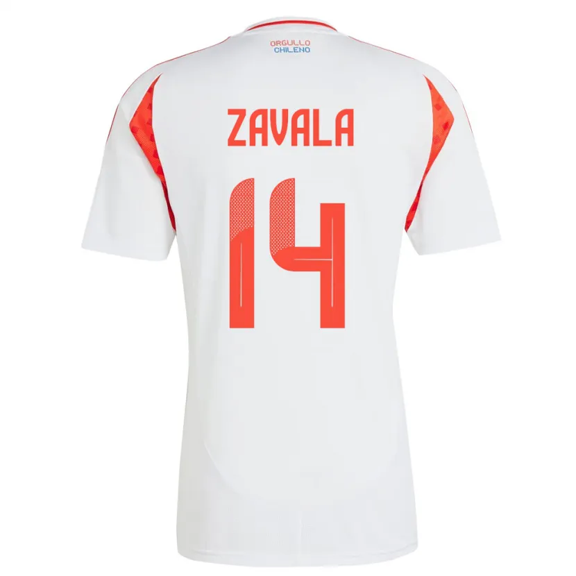 Danxen Enfant Maillot Chili Cristián Zavala #14 Blanc Tenues Extérieur 24-26 T-Shirt