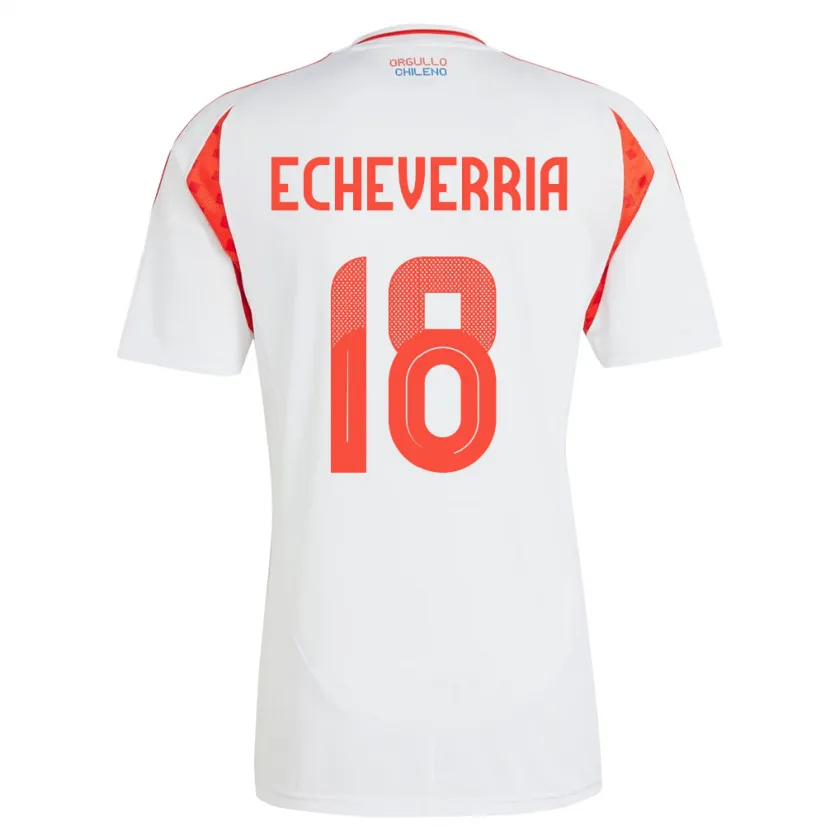 Danxen Enfant Maillot Chili Rodrigo Echeverría #18 Blanc Tenues Extérieur 24-26 T-Shirt