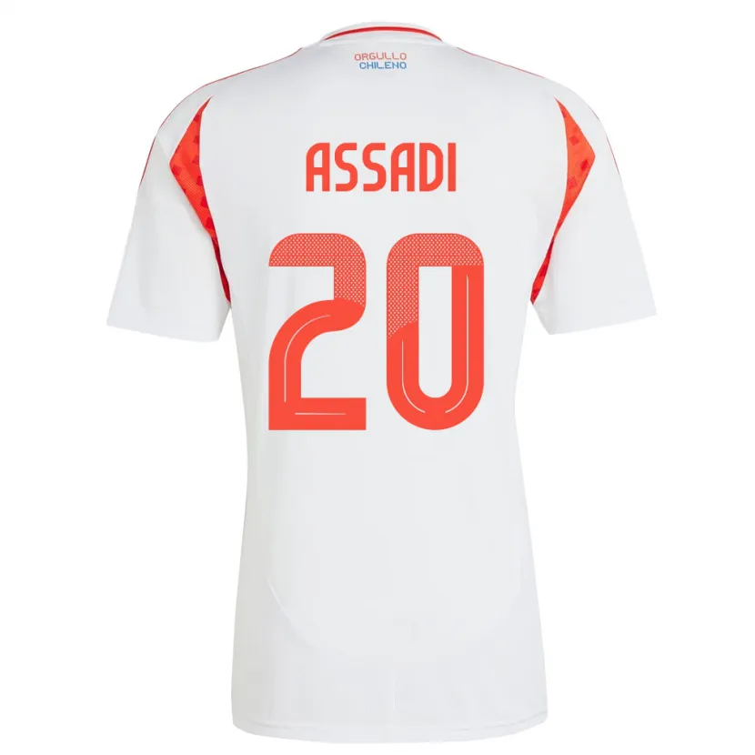 Danxen Enfant Maillot Chili Lucas Assadi #20 Blanc Tenues Extérieur 24-26 T-Shirt
