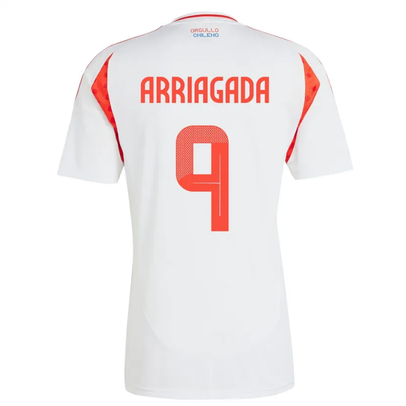 Danxen Enfant Maillot Chili Luciano Arriagada #9 Blanc Tenues Extérieur 24-26 T-Shirt