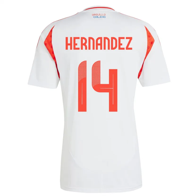 Danxen Enfant Maillot Chili Leandro Hernández #14 Blanc Tenues Extérieur 24-26 T-Shirt