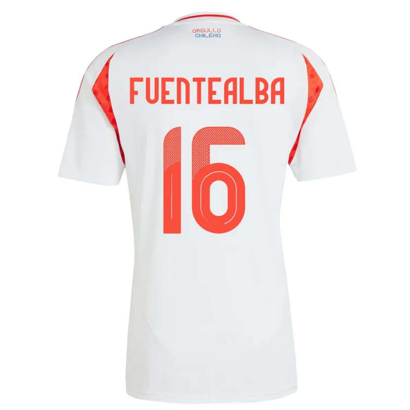 Danxen Enfant Maillot Chili Jeison Fuentealba #16 Blanc Tenues Extérieur 24-26 T-Shirt