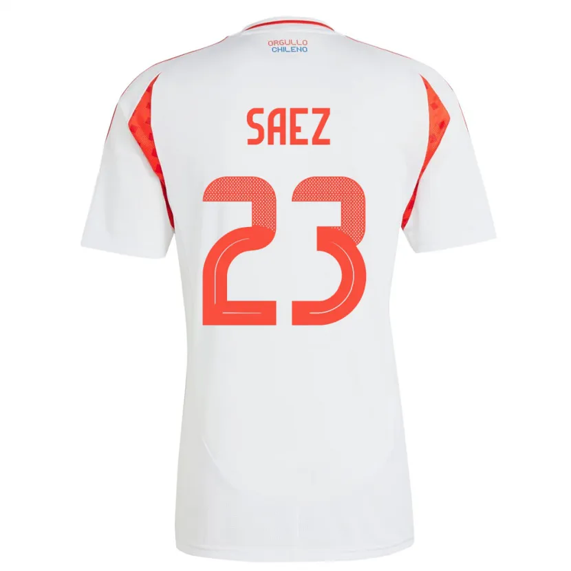 Danxen Enfant Maillot Chili Ignacio Sáez #23 Blanc Tenues Extérieur 24-26 T-Shirt