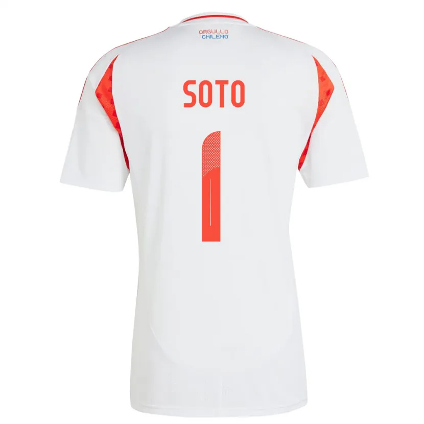 Danxen Enfant Maillot Chili Fernando Soto #1 Blanc Tenues Extérieur 24-26 T-Shirt