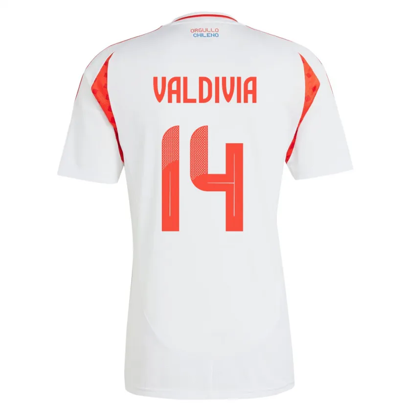 Danxen Enfant Maillot Chili Felipe Valdivia #14 Blanc Tenues Extérieur 24-26 T-Shirt