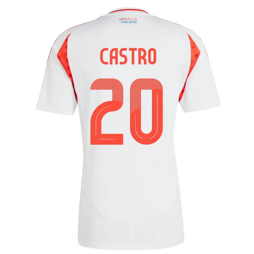 Danxen Enfant Maillot Chili Benjamín Castro #20 Blanc Tenues Extérieur 24-26 T-Shirt