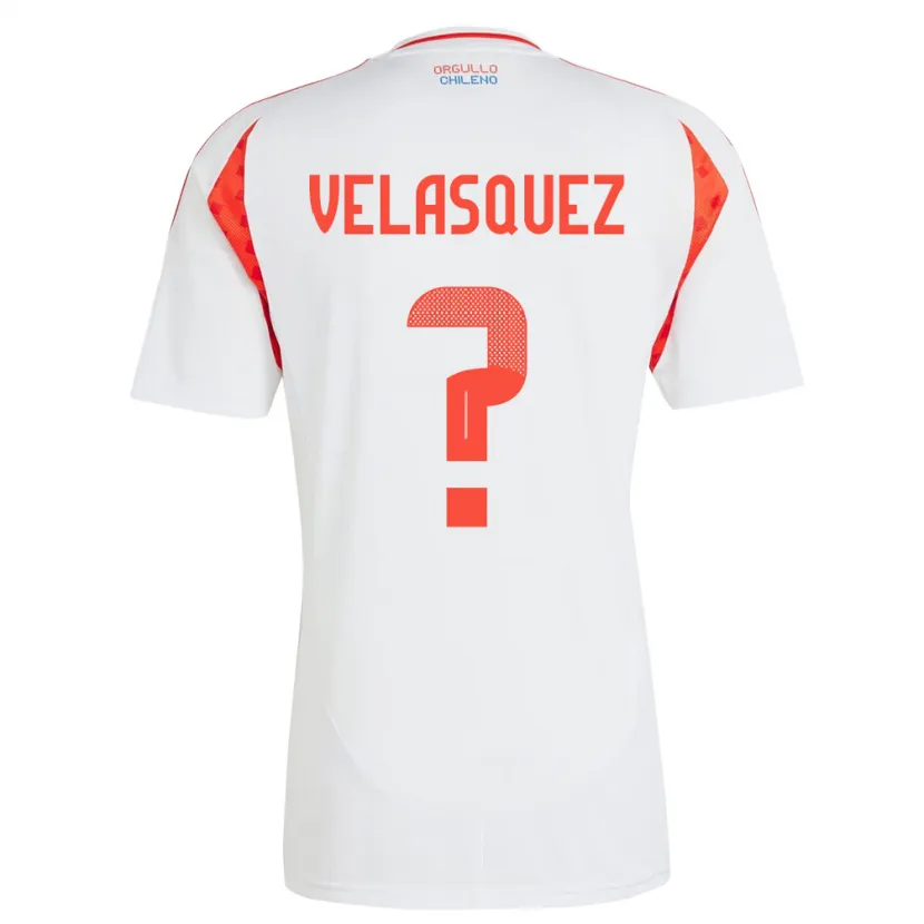 Danxen Enfant Maillot Chili Milovan Velásquez #0 Blanc Tenues Extérieur 24-26 T-Shirt
