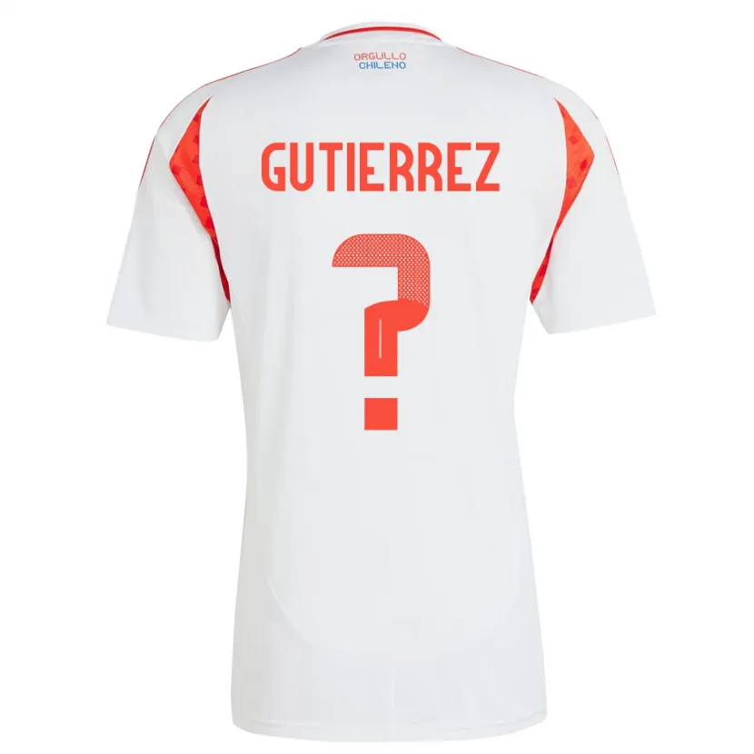 Danxen Enfant Maillot Chili Felipe Gutierrez #0 Blanc Tenues Extérieur 24-26 T-Shirt