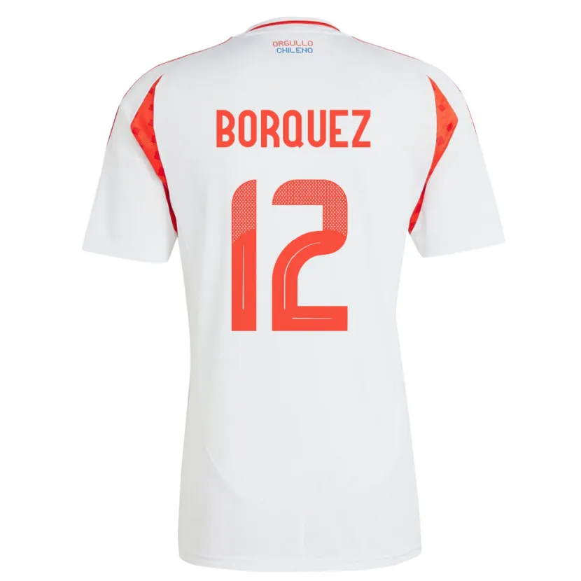 Danxen Enfant Maillot Chili Gabriela Bórquez #12 Blanc Tenues Extérieur 24-26 T-Shirt