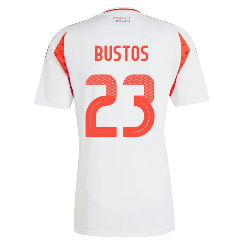 Danxen Enfant Maillot Chili Ignacia Bustos #23 Blanc Tenues Extérieur 24-26 T-Shirt