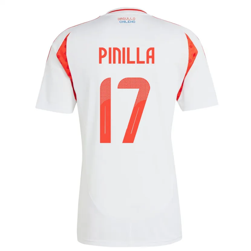 Danxen Enfant Maillot Chili Fernanda Pinilla #17 Blanc Tenues Extérieur 24-26 T-Shirt