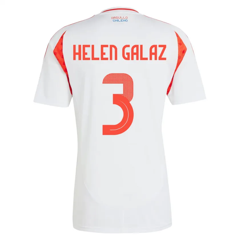 Danxen Enfant Maillot Chili Su Helen Galaz #3 Blanc Tenues Extérieur 24-26 T-Shirt