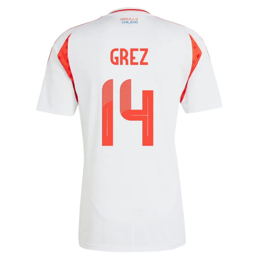 Danxen Enfant Maillot Chili Javiera Grez #14 Blanc Tenues Extérieur 24-26 T-Shirt