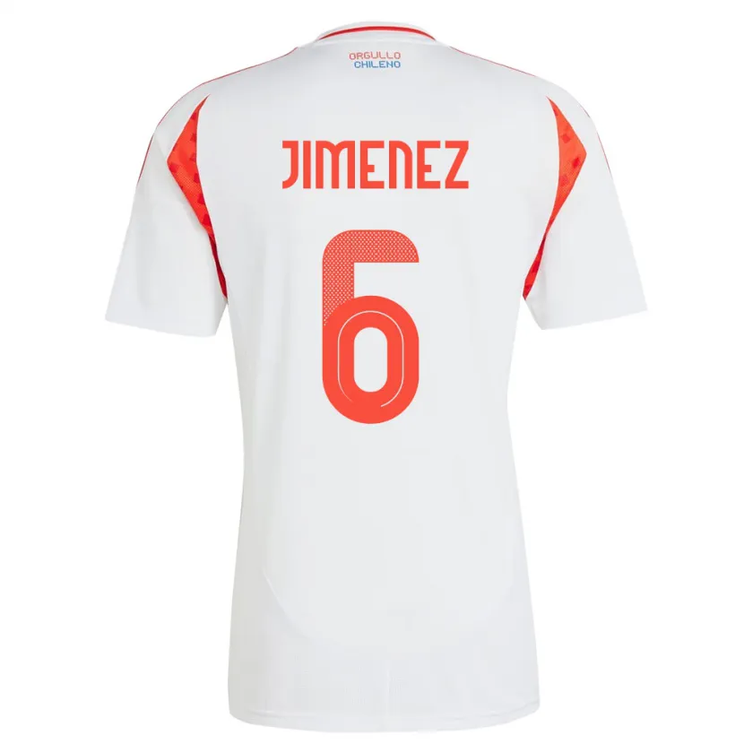 Danxen Enfant Maillot Chili Yastin Jiménez #6 Blanc Tenues Extérieur 24-26 T-Shirt