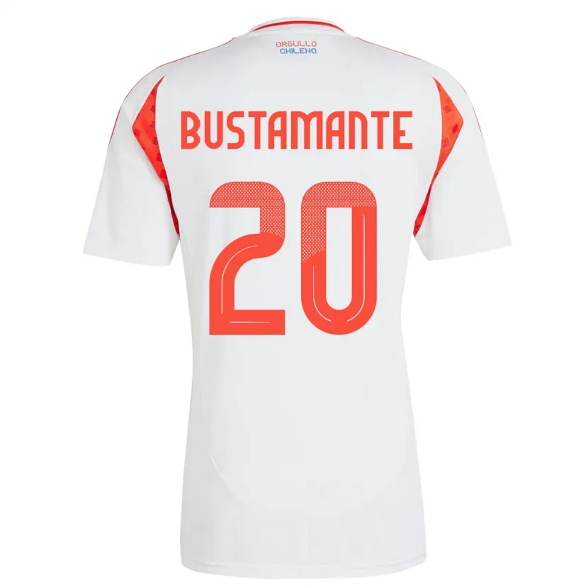 Danxen Enfant Maillot Chili Paloma Bustamante #20 Blanc Tenues Extérieur 24-26 T-Shirt