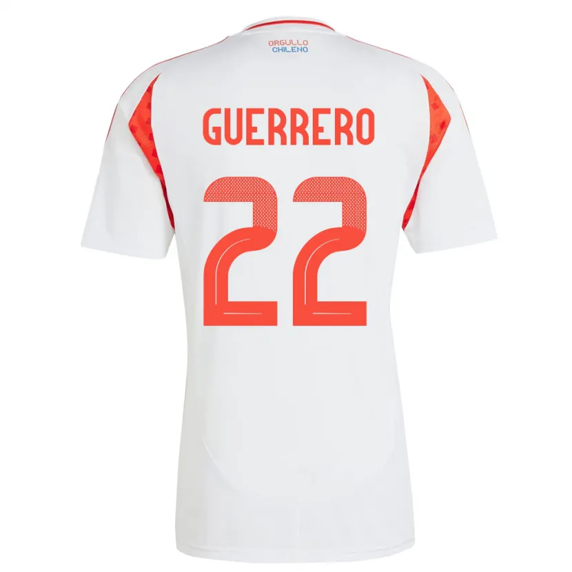 Danxen Enfant Maillot Chili Kathalina Guerrero #22 Blanc Tenues Extérieur 24-26 T-Shirt