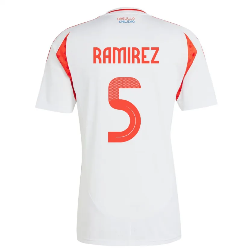 Danxen Enfant Maillot Chili Fernanda Ramírez #5 Blanc Tenues Extérieur 24-26 T-Shirt