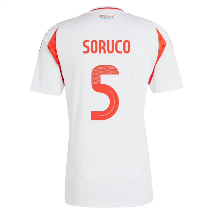 Danxen Enfant Maillot Chili Ámbar Soruco #5 Blanc Tenues Extérieur 24-26 T-Shirt