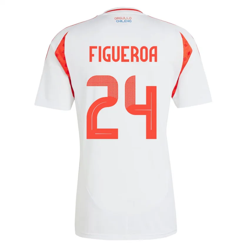 Danxen Enfant Maillot Chili Ámbar Figueroa #24 Blanc Tenues Extérieur 24-26 T-Shirt