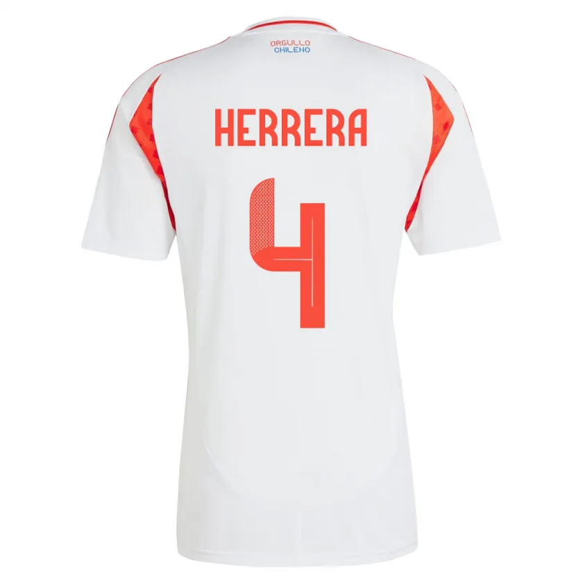 Danxen Enfant Maillot Chili Claudia Herrera #4 Blanc Tenues Extérieur 24-26 T-Shirt