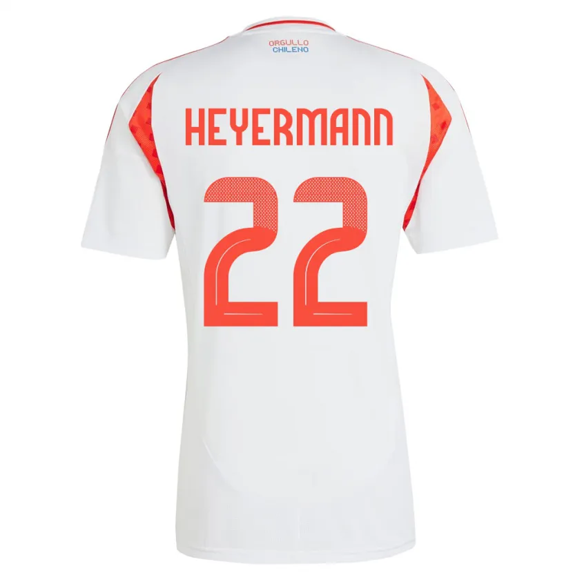 Danxen Enfant Maillot Chili Agustina Heyermann #22 Blanc Tenues Extérieur 24-26 T-Shirt