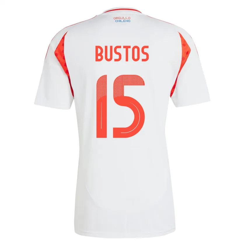 Danxen Enfant Maillot Chili Melissa Bustos #15 Blanc Tenues Extérieur 24-26 T-Shirt