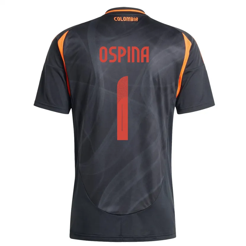 Danxen Enfant Maillot Colombie David Ospina #1 Noir Tenues Extérieur 24-26 T-Shirt