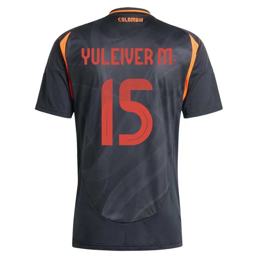 Danxen Enfant Maillot Colombie Yuleiver Mosquera #15 Noir Tenues Extérieur 24-26 T-Shirt