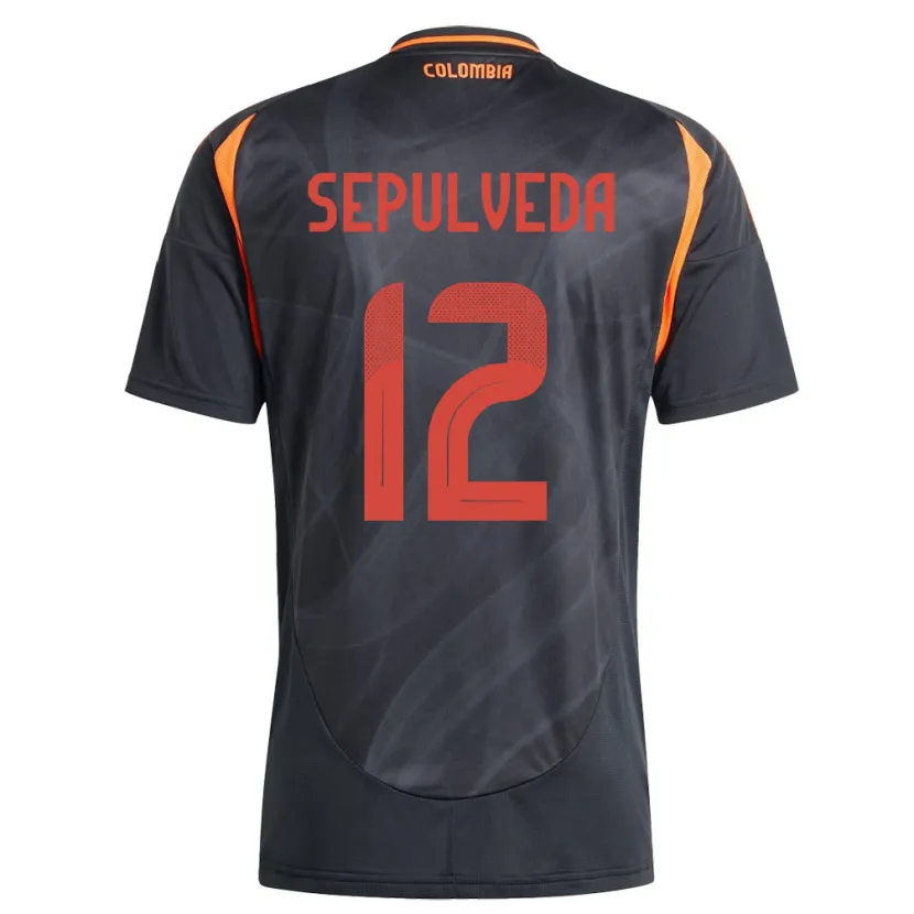 Danxen Enfant Maillot Colombie Sandra Sepúlveda #12 Noir Tenues Extérieur 24-26 T-Shirt