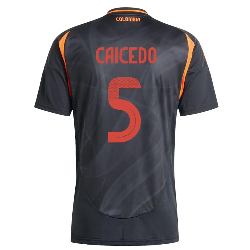 Danxen Enfant Maillot Colombie Kelly Caicedo #5 Noir Tenues Extérieur 24-26 T-Shirt