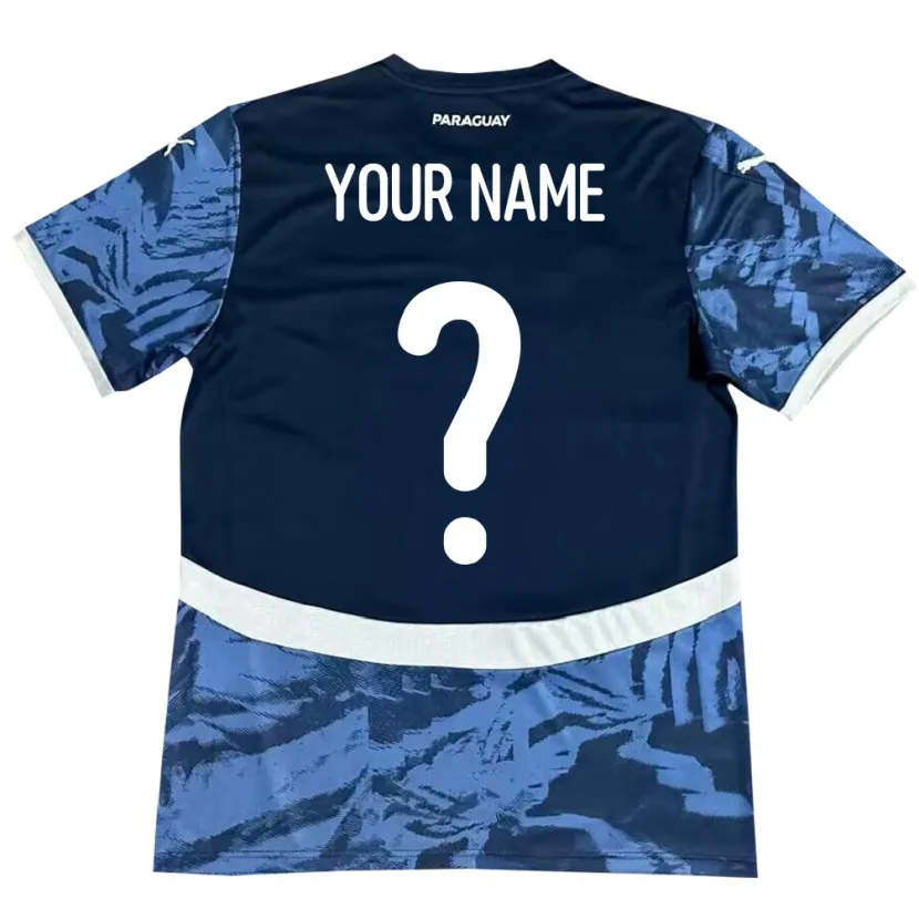 Danxen Enfant Maillot Paraguay Votre Nom #0 Bleu Tenues Extérieur 24-26 T-Shirt