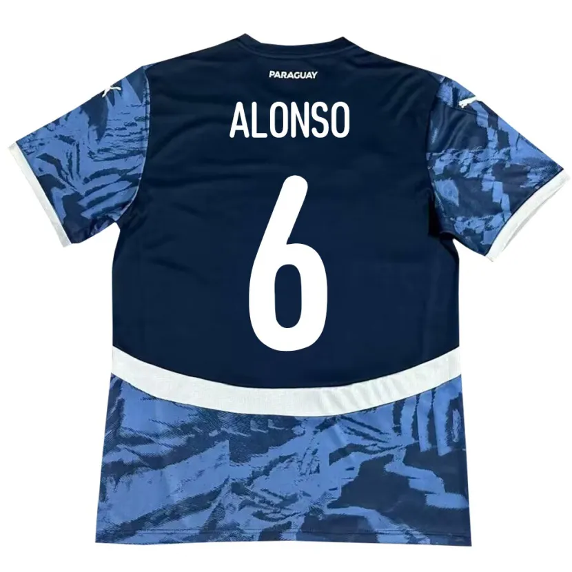Danxen Enfant Maillot Paraguay Júnior Alonso #6 Bleu Tenues Extérieur 24-26 T-Shirt