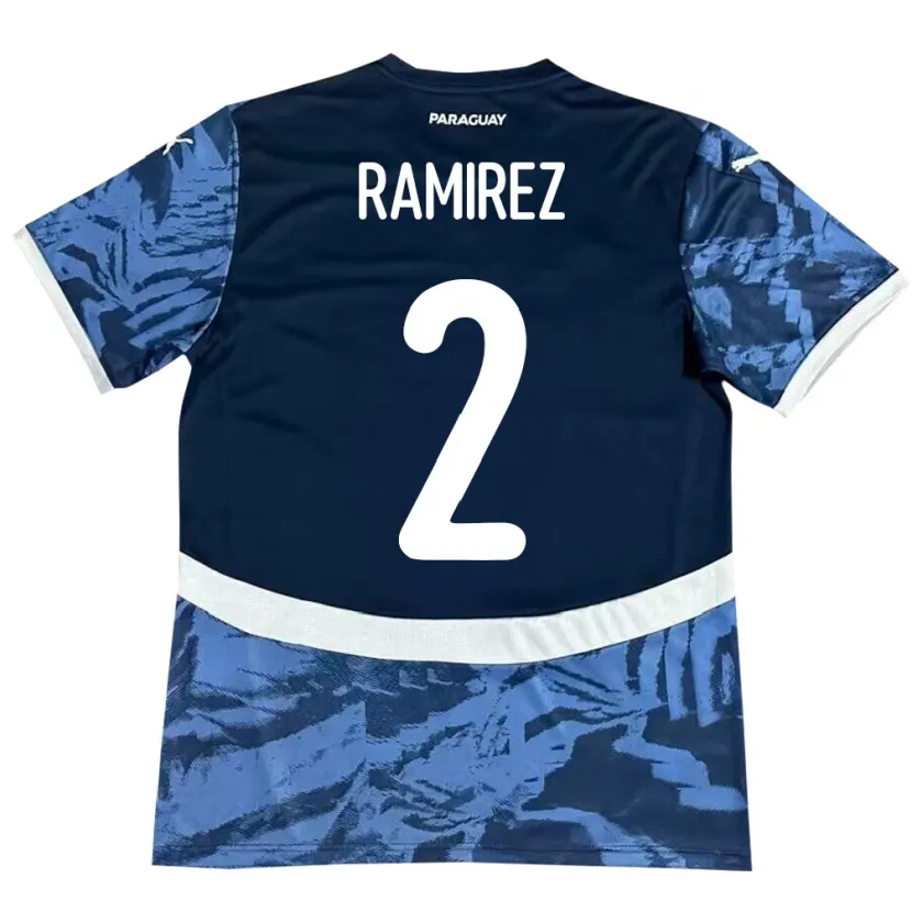 Danxen Enfant Maillot Paraguay Iván Ramírez #2 Bleu Tenues Extérieur 24-26 T-Shirt