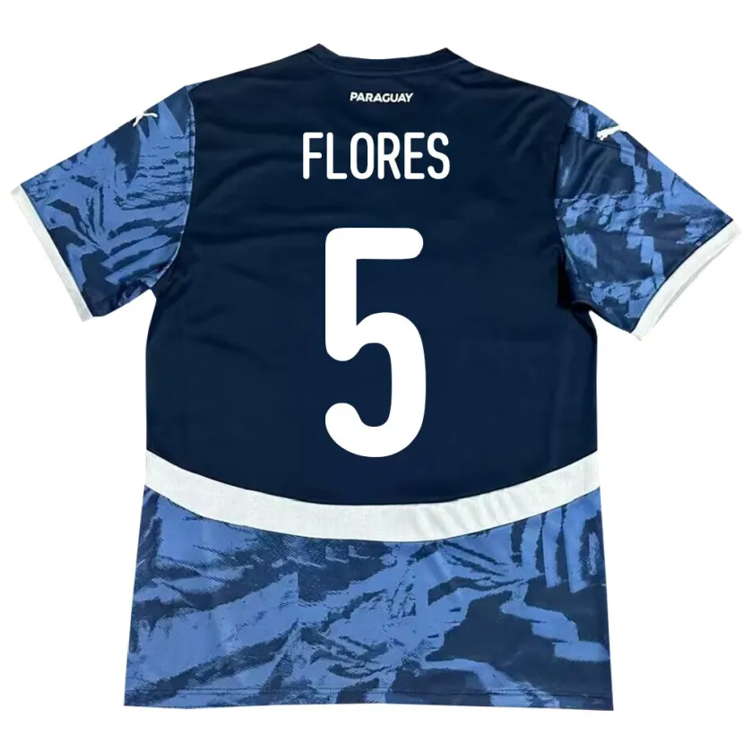 Danxen Enfant Maillot Paraguay Gilberto Flores #5 Bleu Tenues Extérieur 24-26 T-Shirt