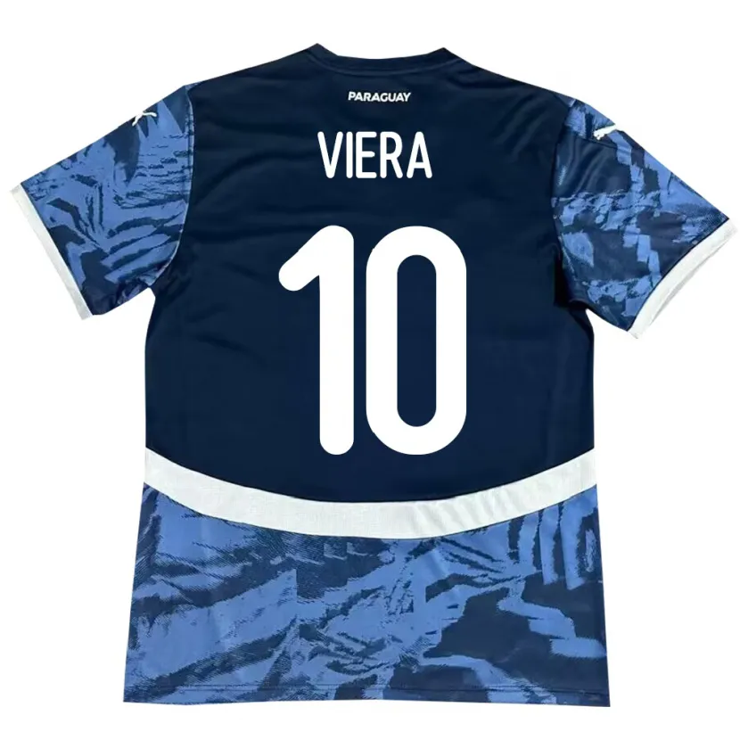 Danxen Enfant Maillot Paraguay Wílder Viera #10 Bleu Tenues Extérieur 24-26 T-Shirt
