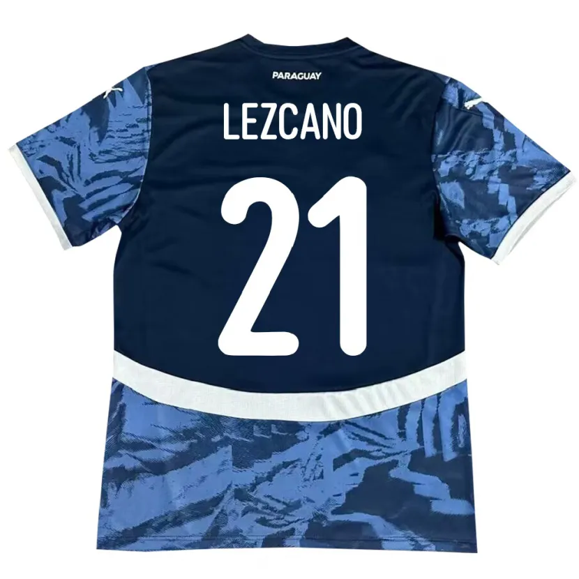 Danxen Enfant Maillot Paraguay Rubén Lezcano #21 Bleu Tenues Extérieur 24-26 T-Shirt