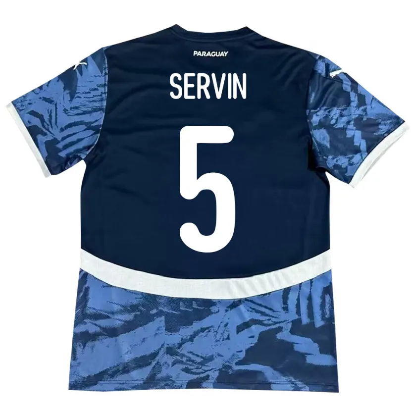 Danxen Enfant Maillot Paraguay Thiago Servín #5 Bleu Tenues Extérieur 24-26 T-Shirt