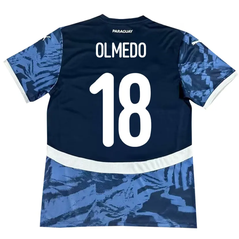 Danxen Enfant Maillot Paraguay Cesar Olmedo #18 Bleu Tenues Extérieur 24-26 T-Shirt