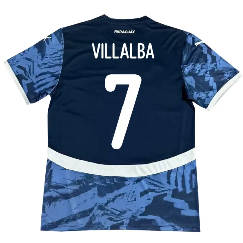 Danxen Enfant Maillot Paraguay Rodrigo Villalba #7 Bleu Tenues Extérieur 24-26 T-Shirt
