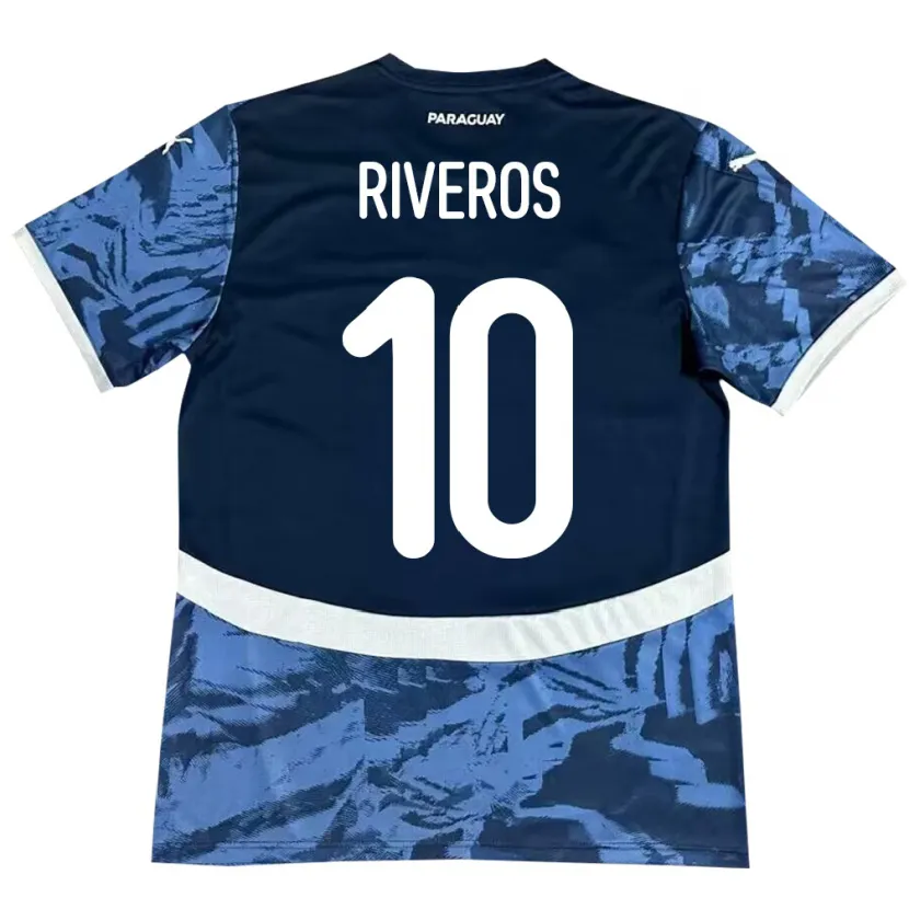 Danxen Enfant Maillot Paraguay Paulo Riveros #10 Bleu Tenues Extérieur 24-26 T-Shirt