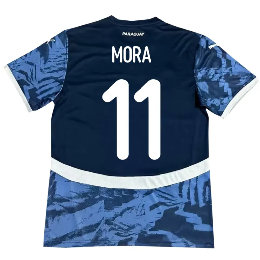 Danxen Enfant Maillot Paraguay Jorge Mora #11 Bleu Tenues Extérieur 24-26 T-Shirt