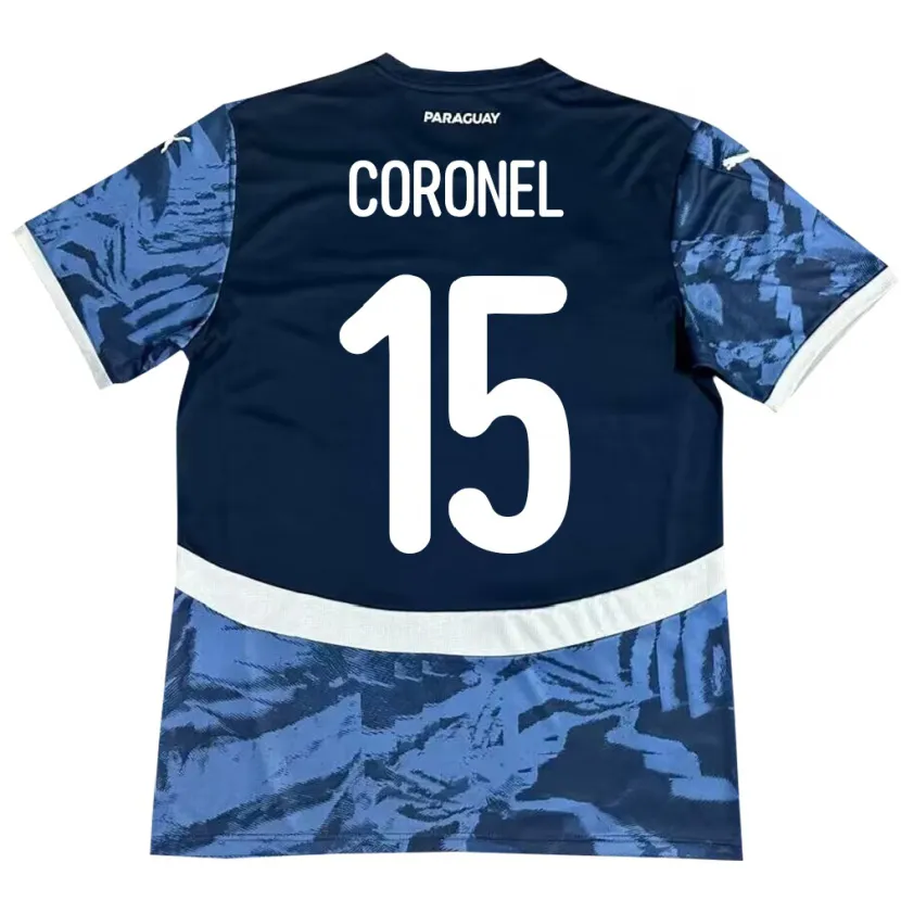 Danxen Enfant Maillot Paraguay Éver Coronel #15 Bleu Tenues Extérieur 24-26 T-Shirt