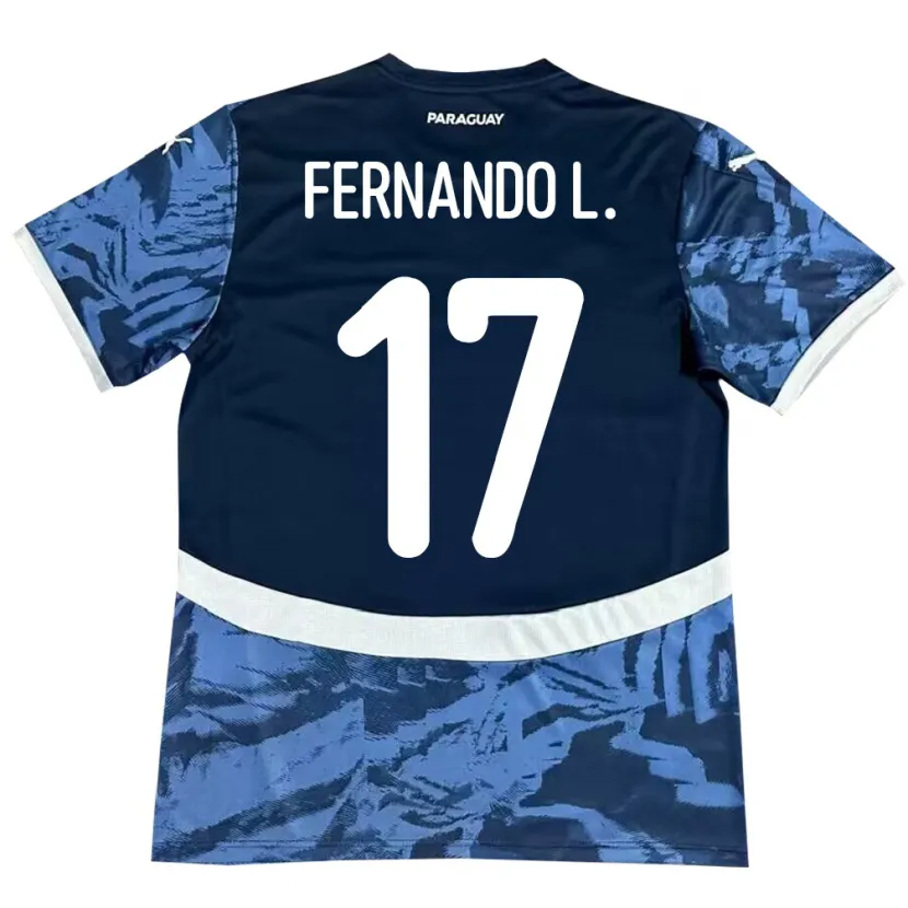 Danxen Enfant Maillot Paraguay Fernando Leguizamón #17 Bleu Tenues Extérieur 24-26 T-Shirt