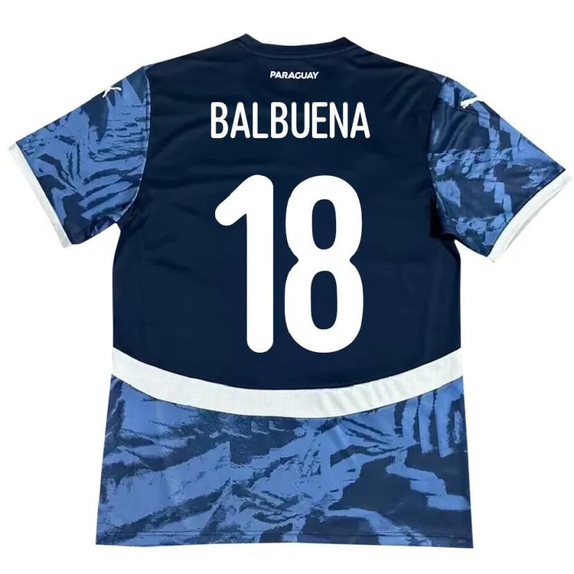 Danxen Enfant Maillot Paraguay Axel Balbuena #18 Bleu Tenues Extérieur 24-26 T-Shirt