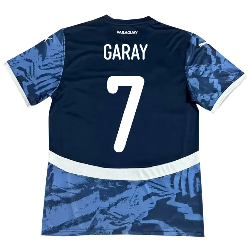Danxen Enfant Maillot Paraguay Griselda Garay #7 Bleu Tenues Extérieur 24-26 T-Shirt