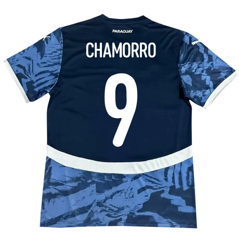 Danxen Enfant Maillot Paraguay Lice Chamorro #9 Bleu Tenues Extérieur 24-26 T-Shirt