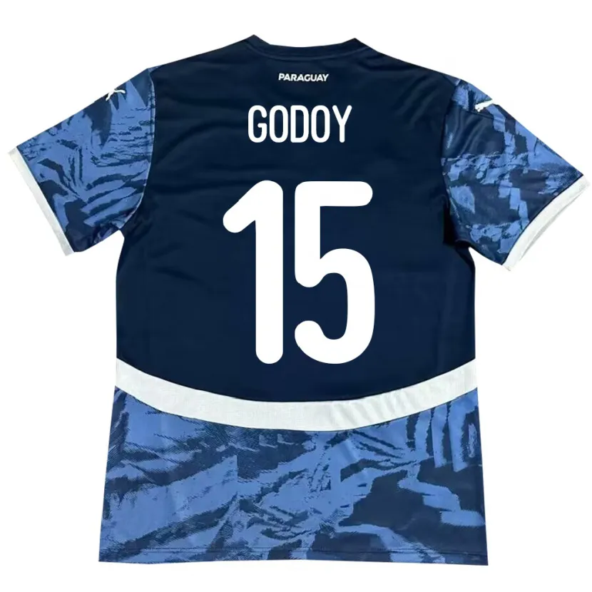 Danxen Enfant Maillot Paraguay Fanny Godoy #15 Bleu Tenues Extérieur 24-26 T-Shirt