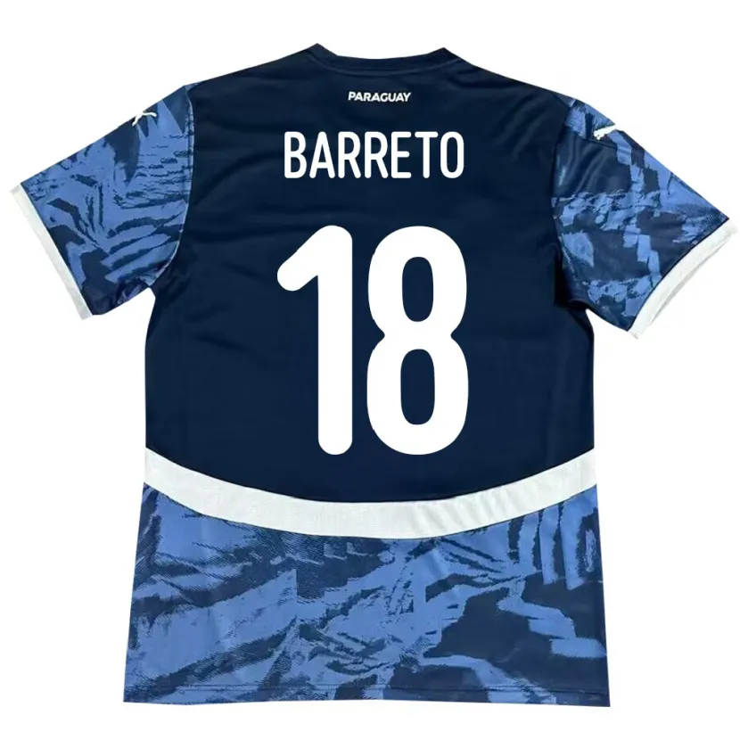 Danxen Enfant Maillot Paraguay Liz Barreto #18 Bleu Tenues Extérieur 24-26 T-Shirt