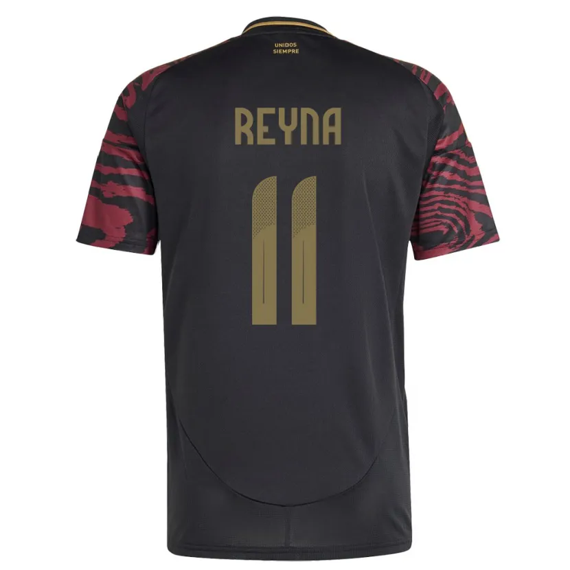 Danxen Enfant Maillot Pérou Bryan Reyna #11 Noir Tenues Extérieur 24-26 T-Shirt